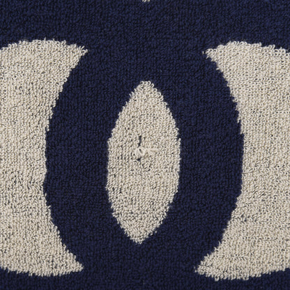 Chanel Terry Cotton CC Beach Tote Towel Set Navy Blue Beige 14 of 15