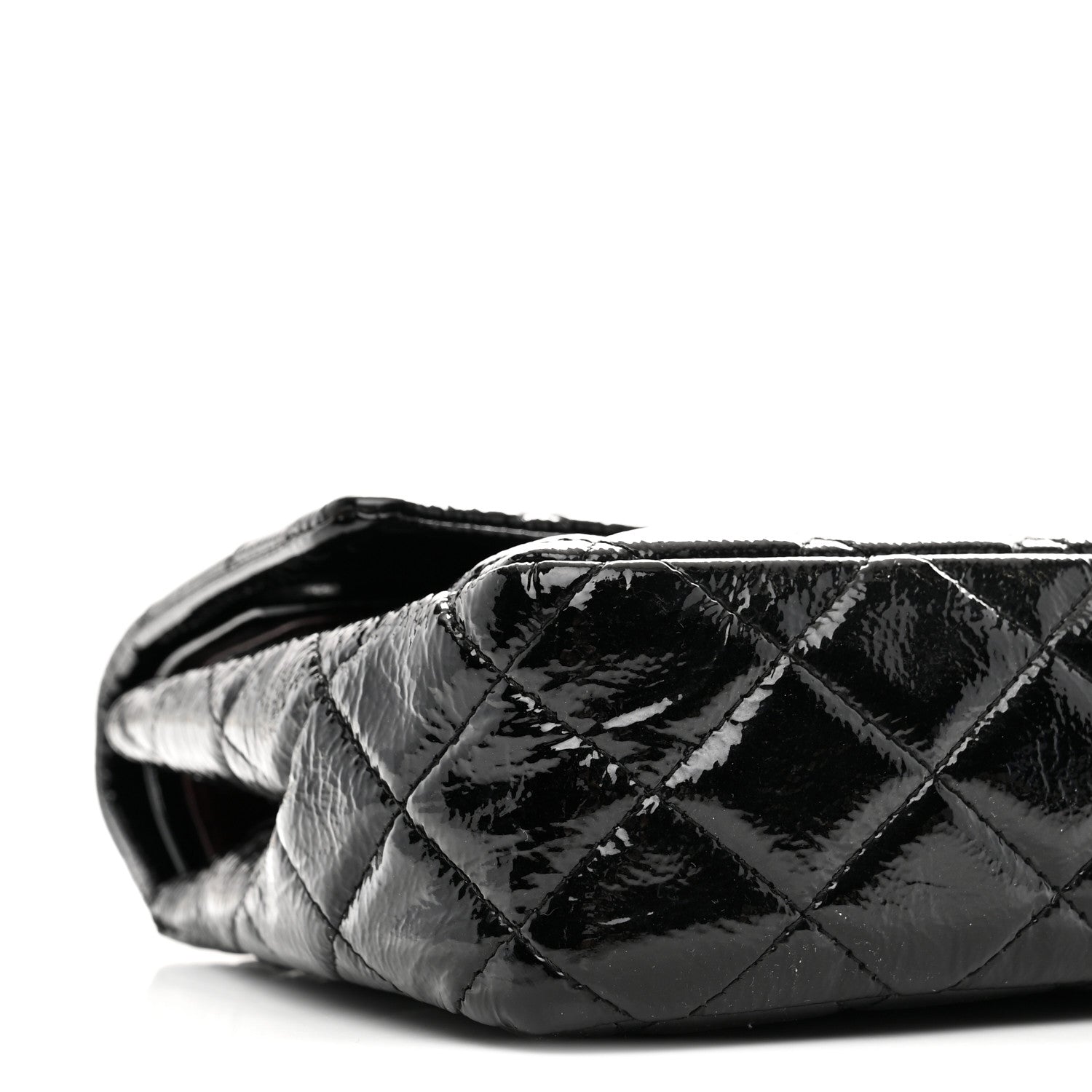 Chanel Distressed Patent Quilted Medium Double Flap Black 9 of 11