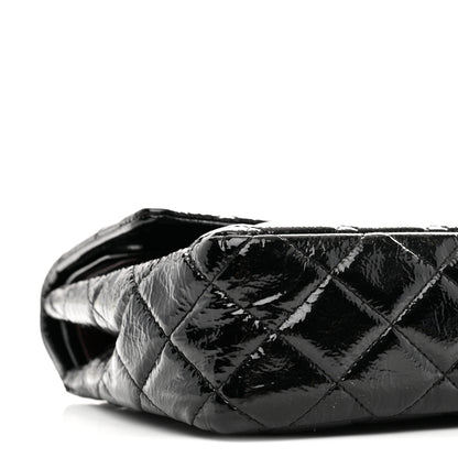 Chanel Distressed Patent Quilted Medium Double Flap Black 9 of 11