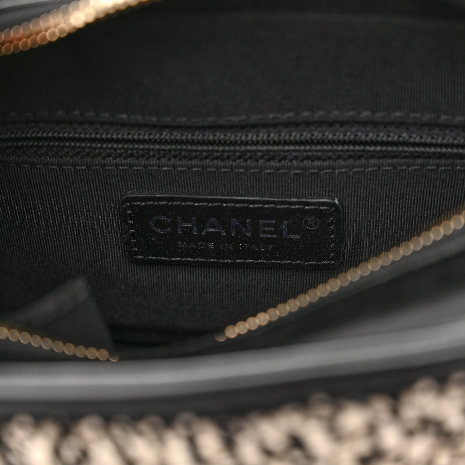 Chanel Cotton Raffia Calfskin Small Gabrielle Hobo Black White 6 of 10
