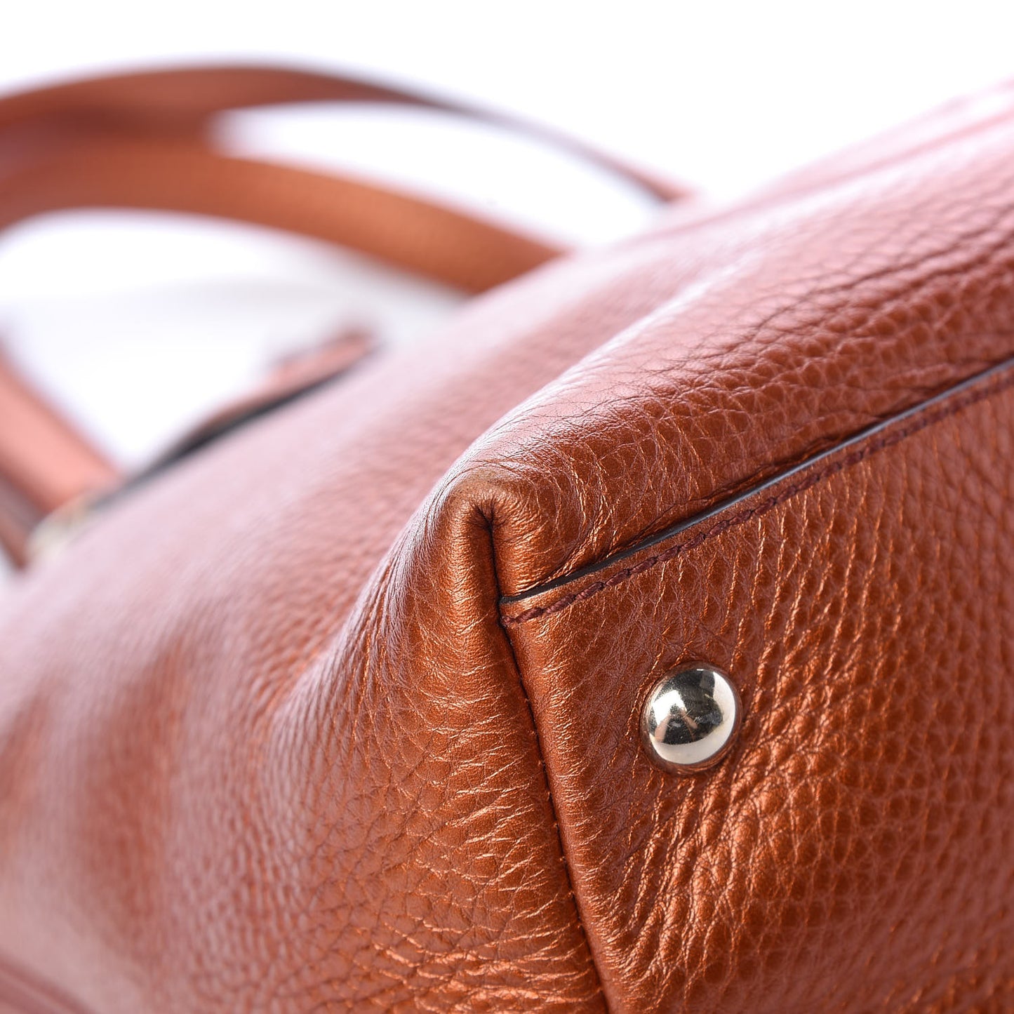 Metallic Cellarius Calfskin Small Soho Top Handle Satchel Burnt Orange