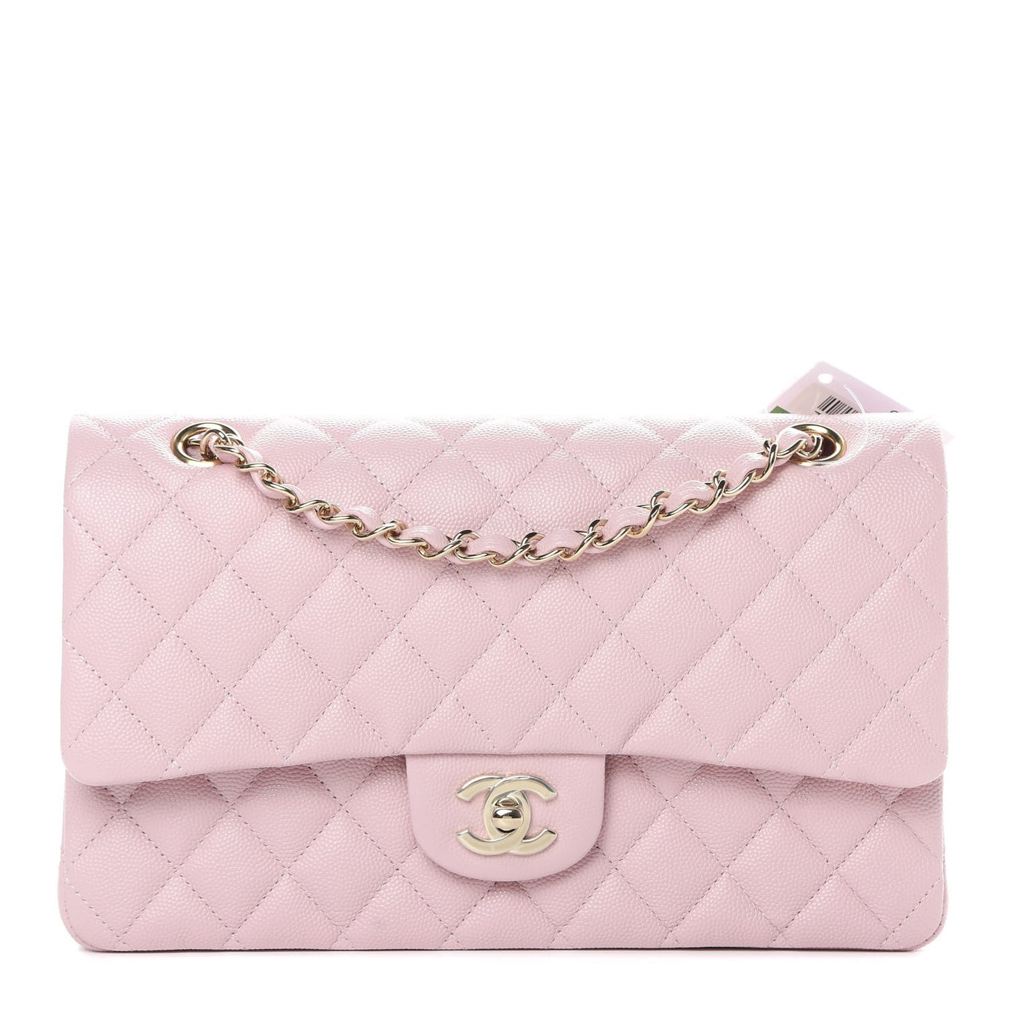 Caviar Quilted Medium Double Flap Light Pink