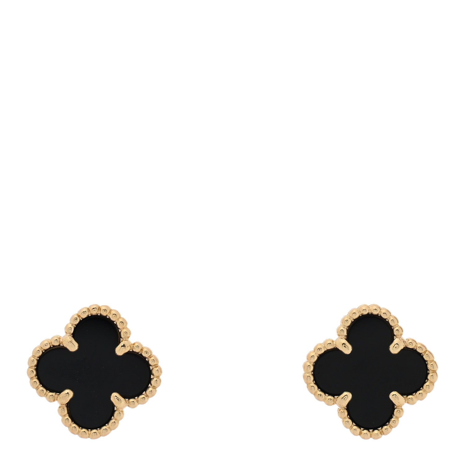 Van Cleef & Arpels 18K Yellow Gold Black Onyx Sweet Alhambra Earrings 1 of 4