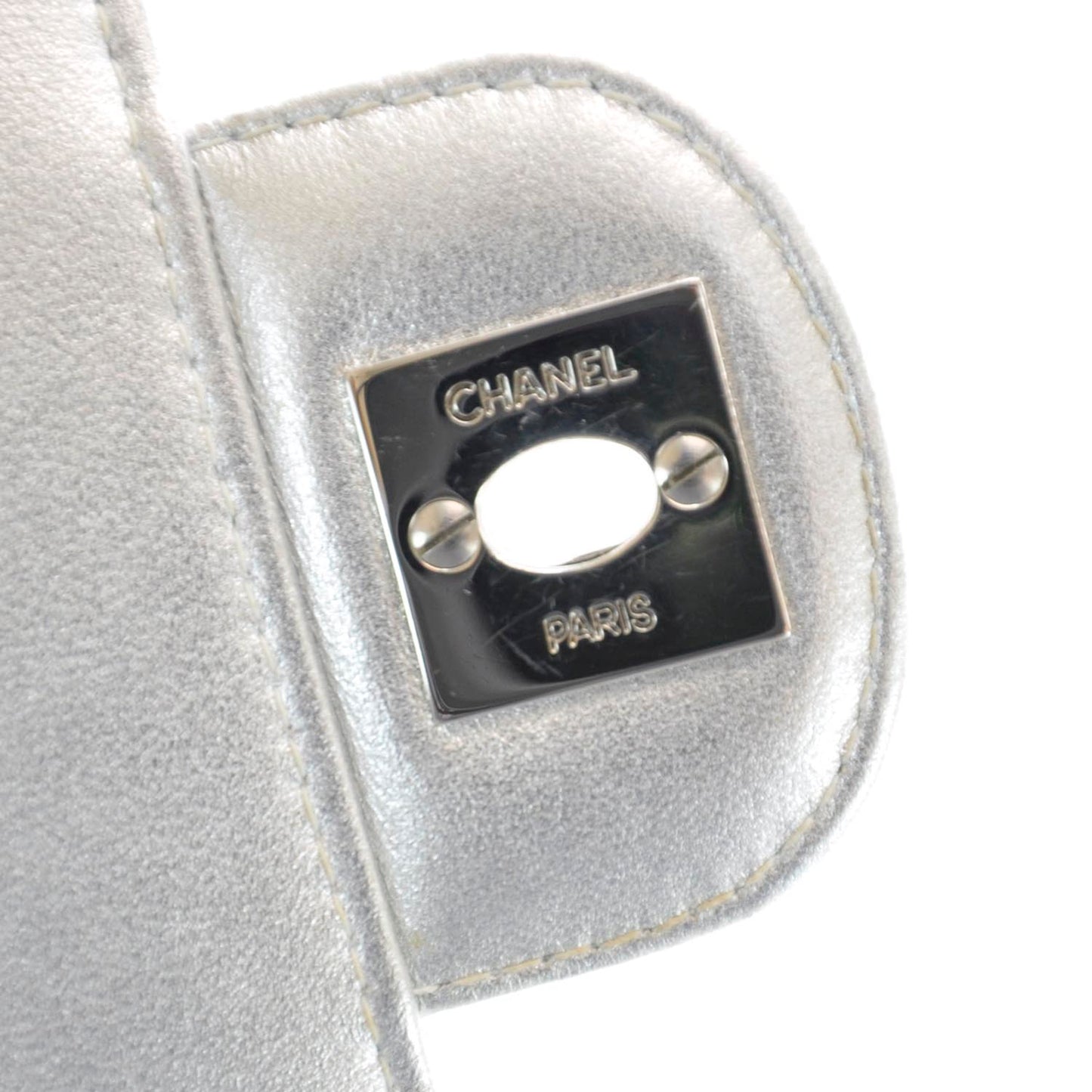 Lambskin East West Chocolate Bar Flap Silver
