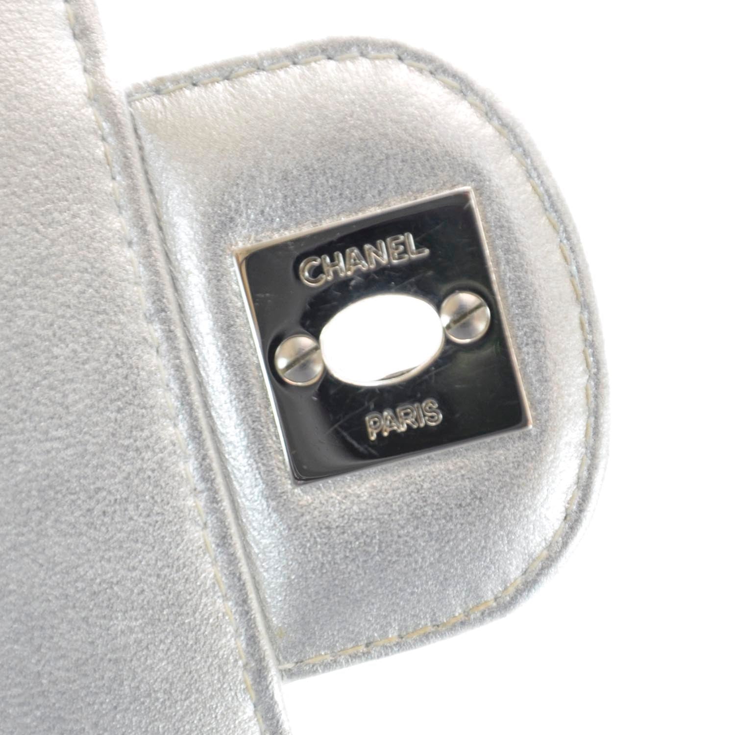 Chanel Lambskin East West Chocolate Bar Flap Silver 9 of 11