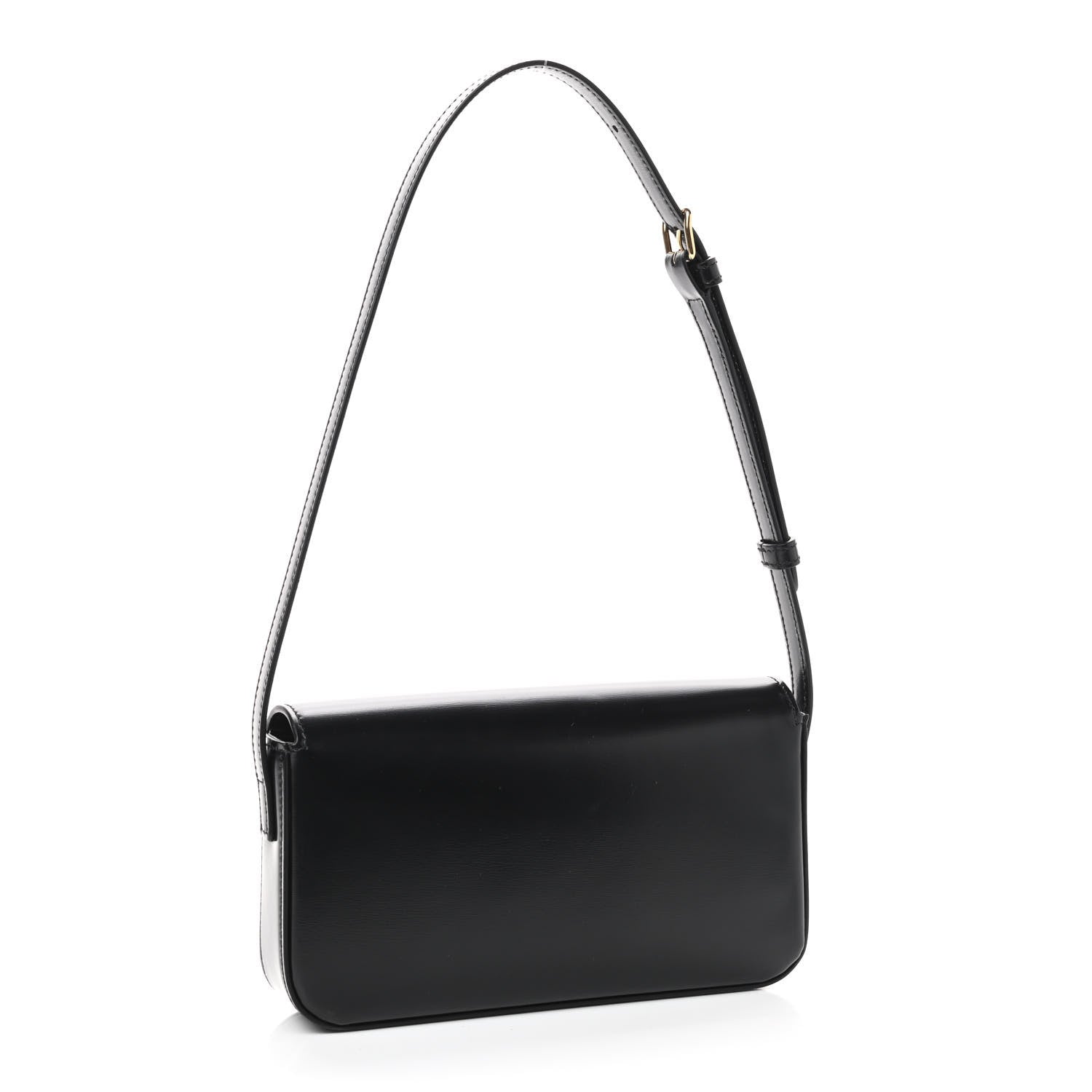 Celine Shiny Calfskin Triomphe Shoulder Bag Black 2 of 8