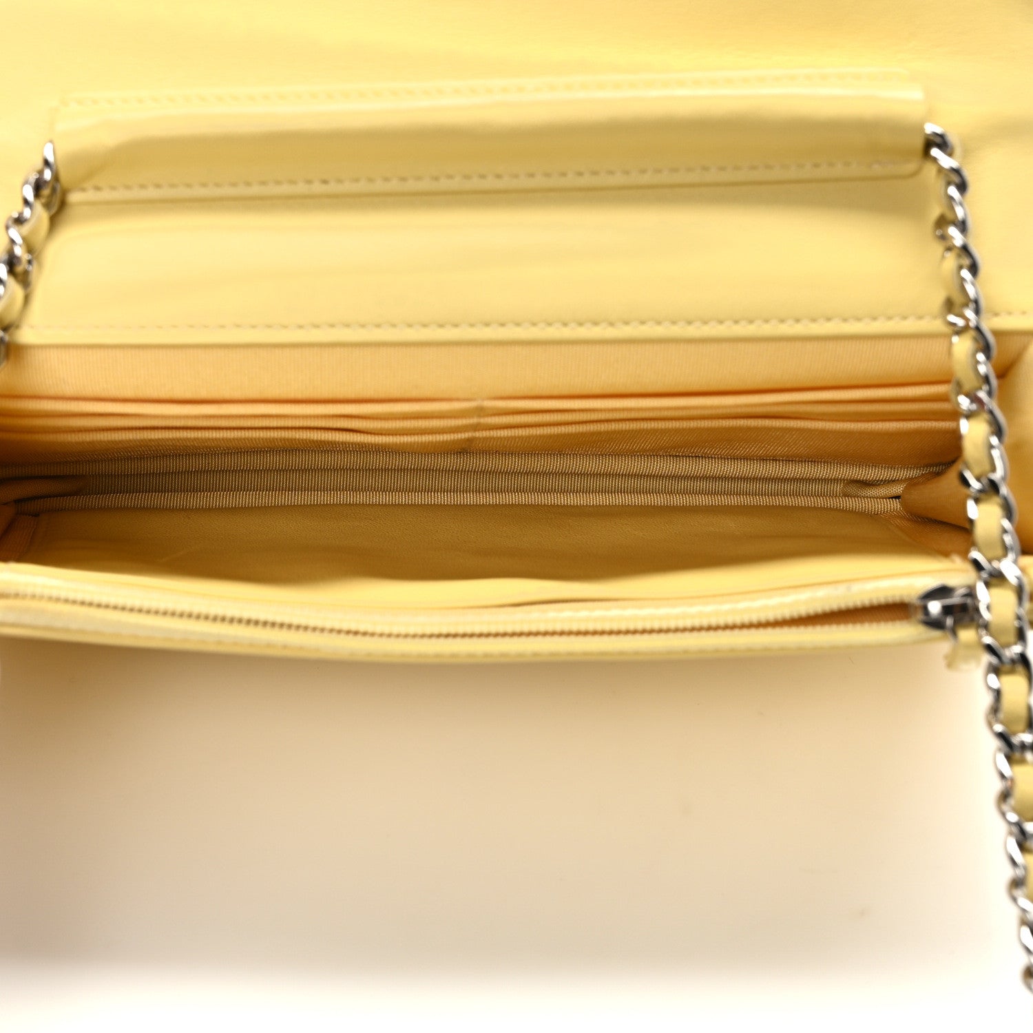 Chanel Patent CC Compact Wallet on Chain WOC Yellow 5 of 13