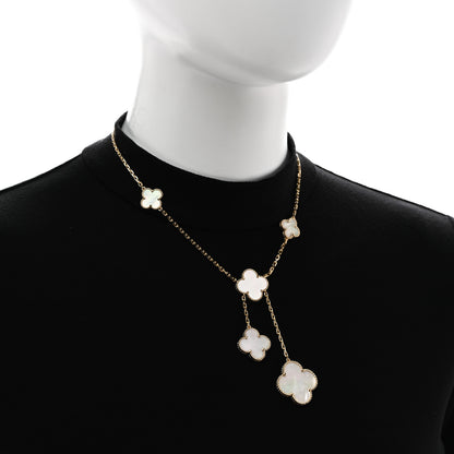 Van Cleef & Arpels 18K Yellow Gold Mother of Pearl 6 Motifs Magic Alhambra Necklace 2 of 5