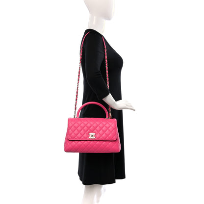 Chanel Caviar Quilted Small Coco Handle Flap Dark Pink 2 of 9