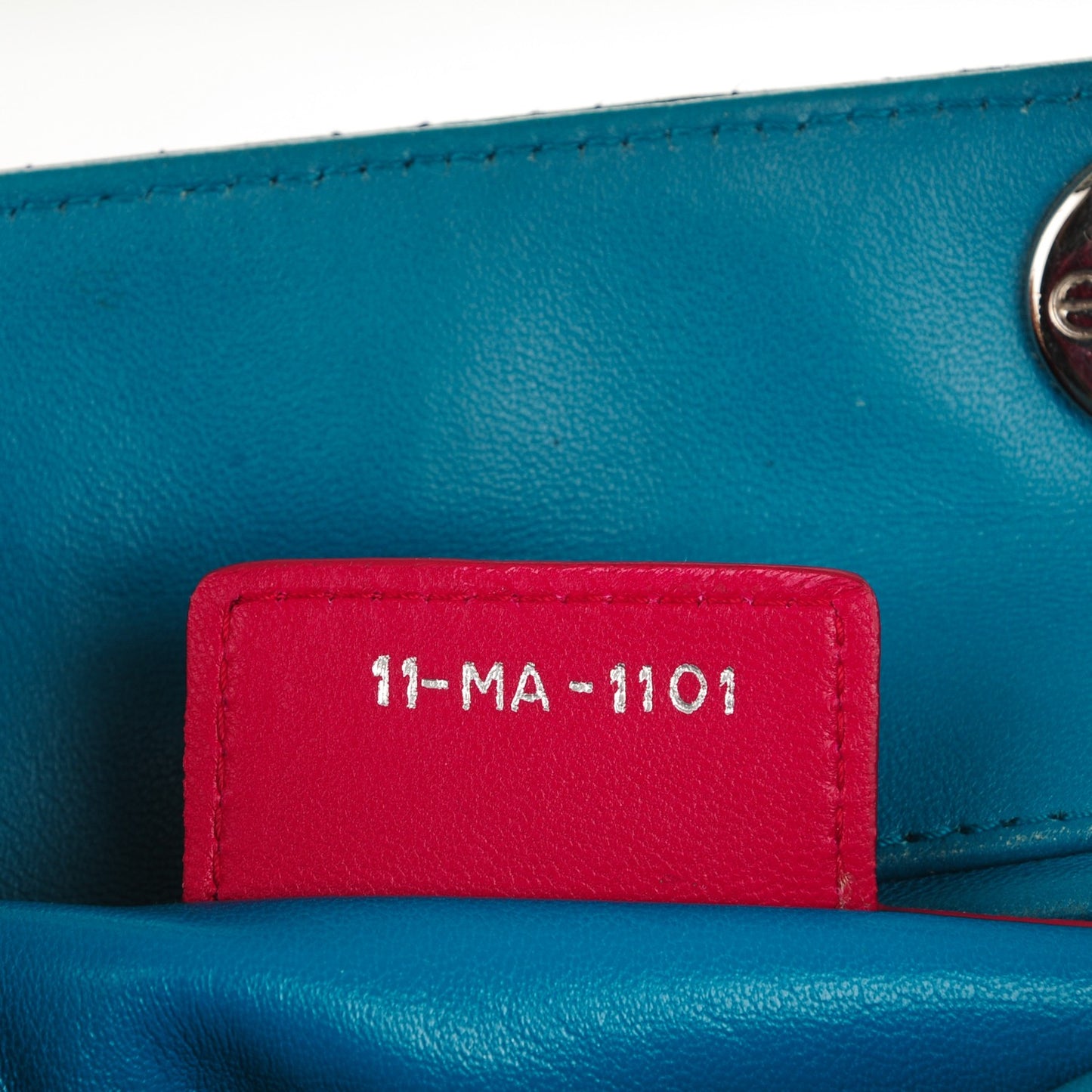 Lambskin Cannage Medium Tri-Color Lady Dior Sapphire Fuchsia Turquoise