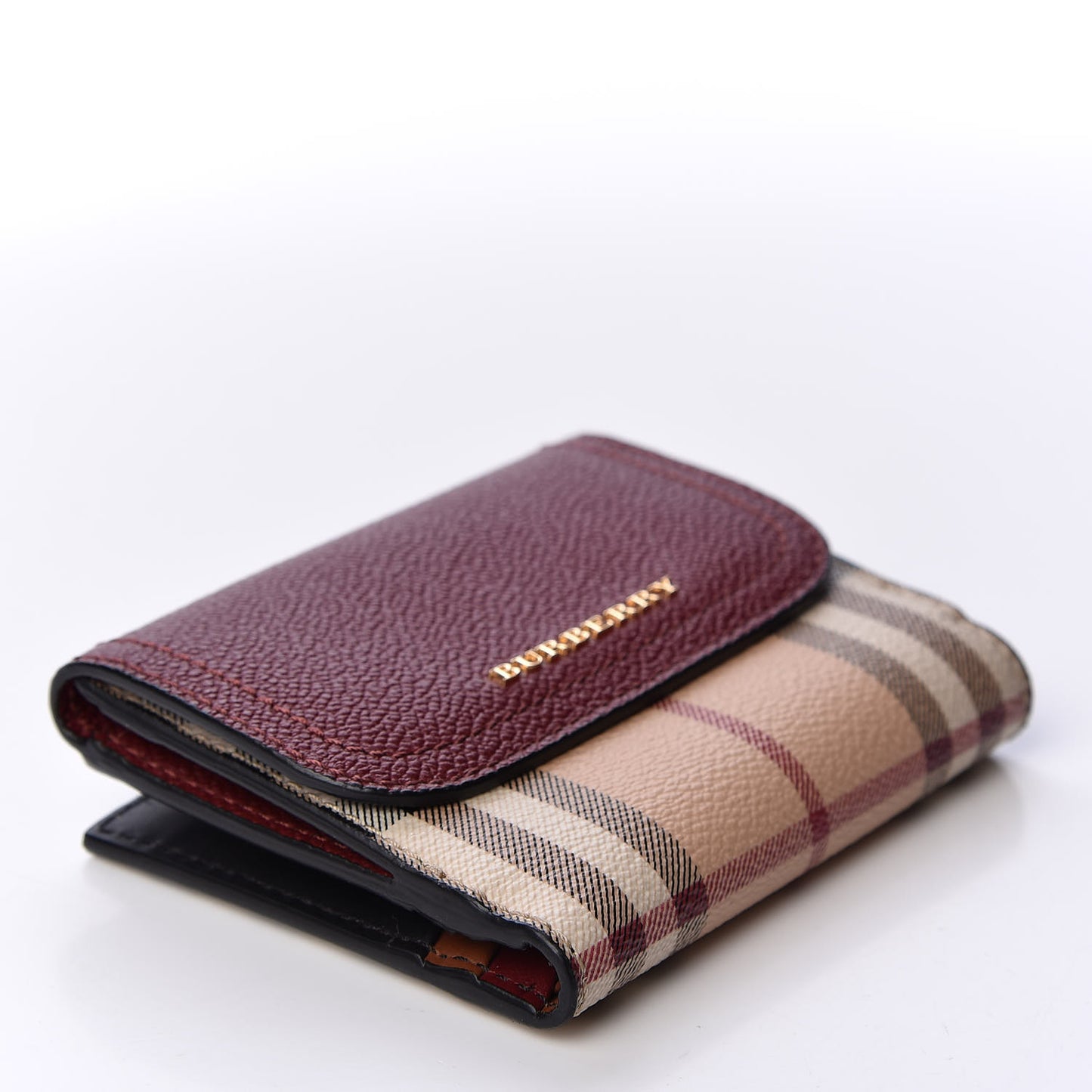 House Check Luna French Wallet Burgundy