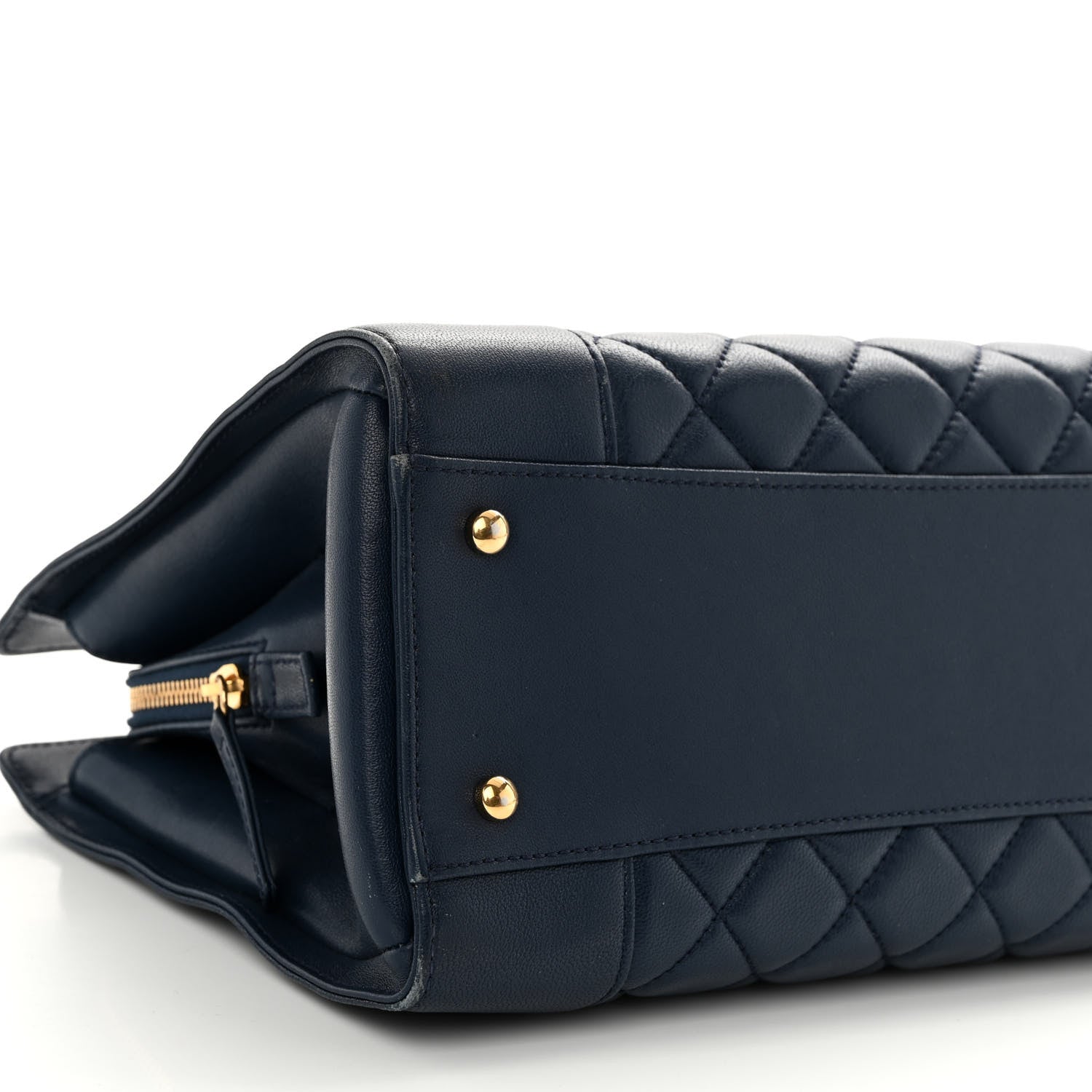 Chanel Sheepskin Quilted Mademoiselle Vintage Shopping Tote Navy 9 of 11
