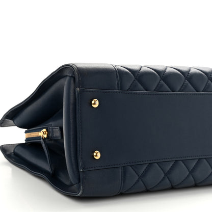 Chanel Sheepskin Quilted Mademoiselle Vintage Shopping Tote Navy 9 of 11