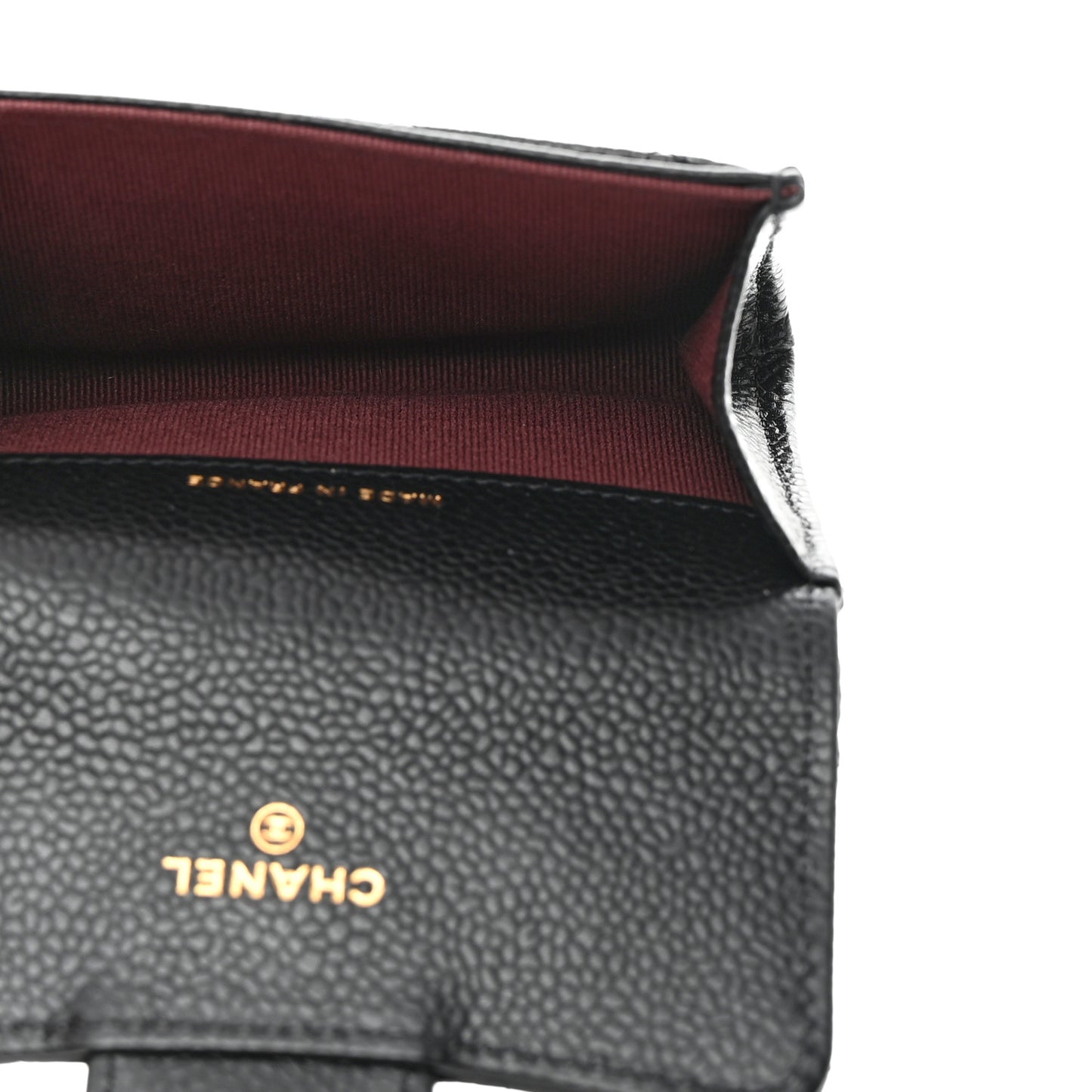 Caviar Quilted Flap Card Holder Wallet Black