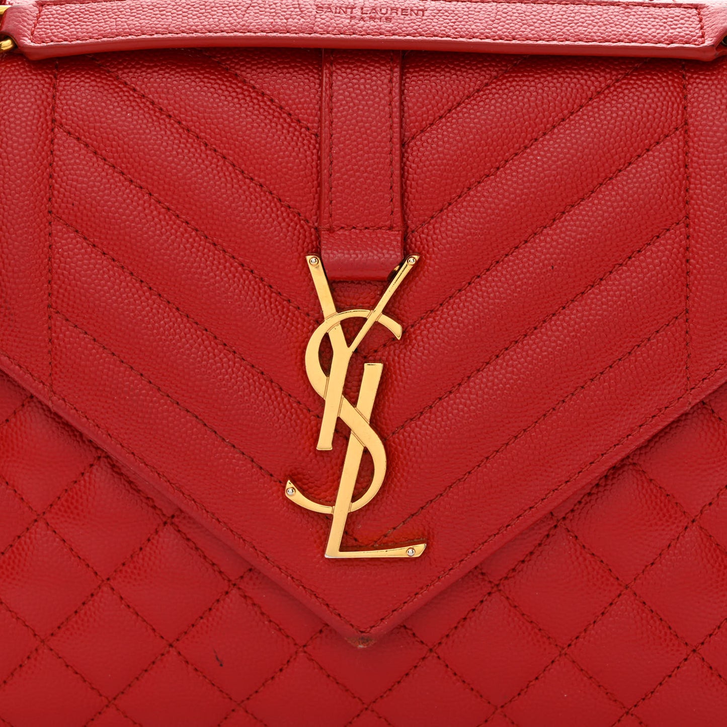 Grain De Poudre Textured Mixed Matelasse Triquilt Medium Monogram Satchel New Red
