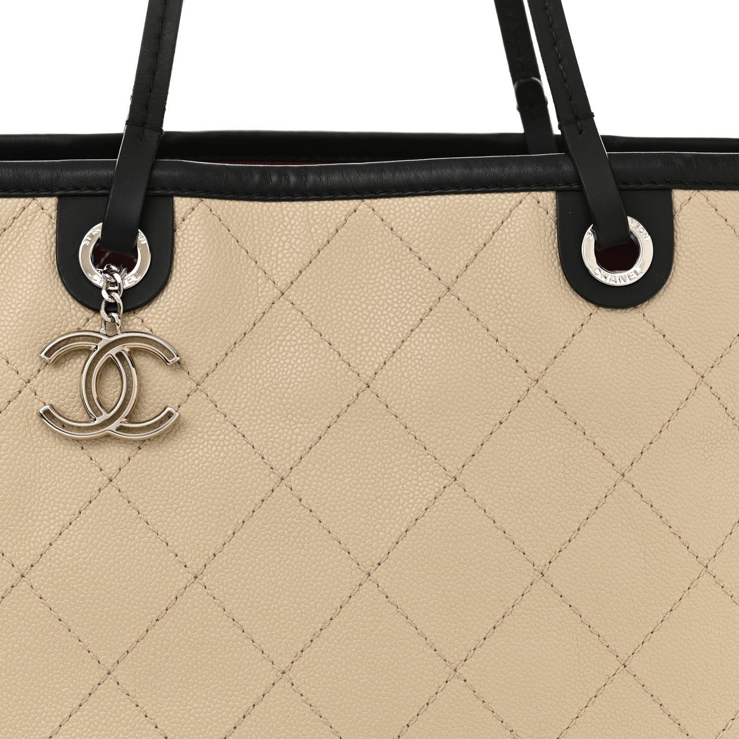 Chanel Grained Calfskin Large Fever Shopping Tote Beige 8 of 13