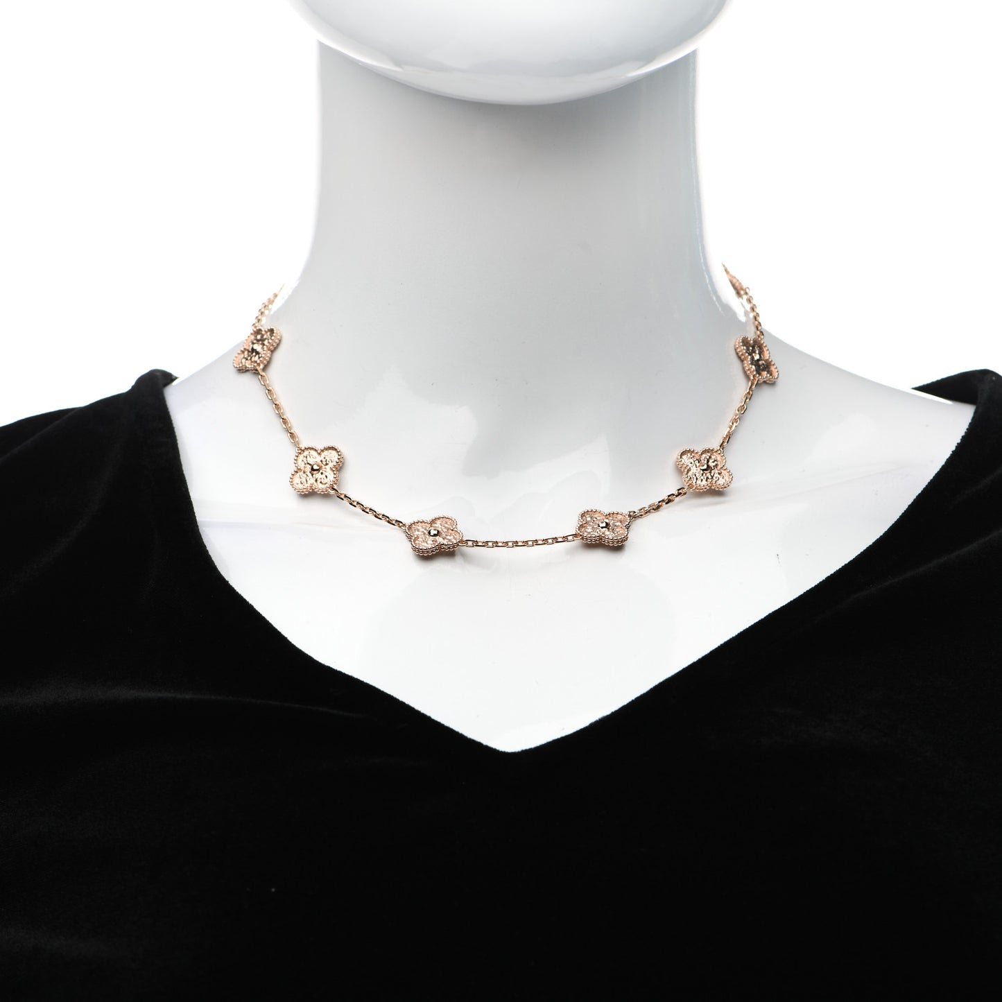 18K Rose Gold 10 Motifs Vintage Alhambra Necklace