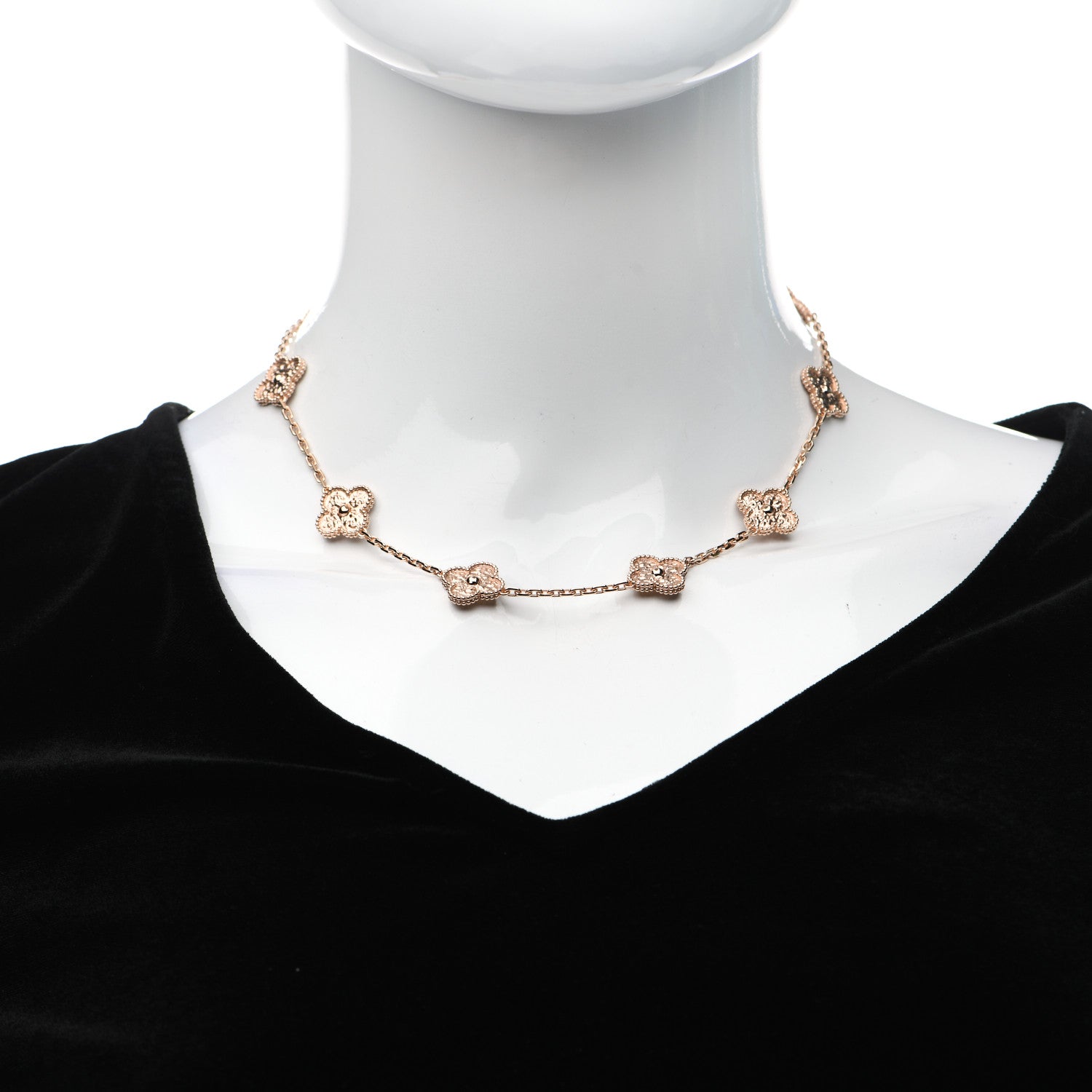 Van Cleef & Arpels 18K Rose Gold 10 Motifs Vintage Alhambra Necklace 2 of 5