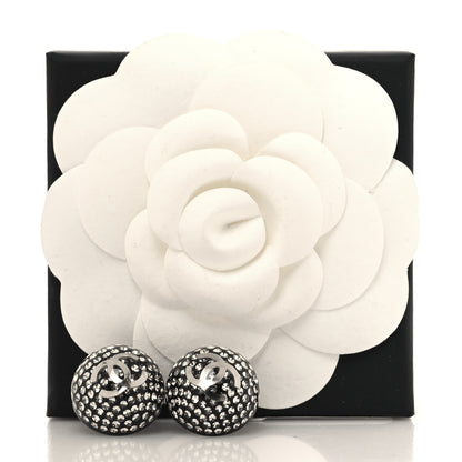 Chanel Resin Crystal CC Earrings Black Silver 5 of 5