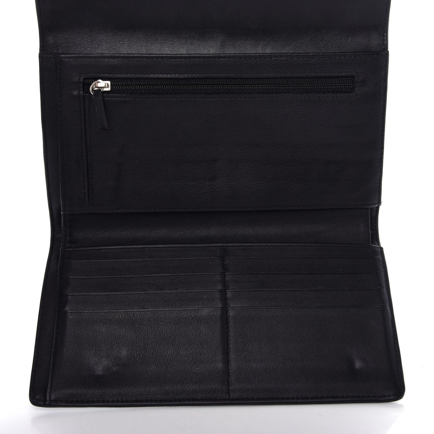 Caviar Sevruga CC Large Gusset Flap Wallet Black