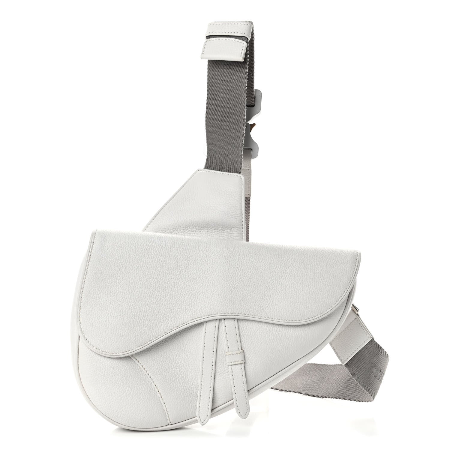 Christian Dior Grained Calfskin Kim Jones Saddle Bag White 1 of 4