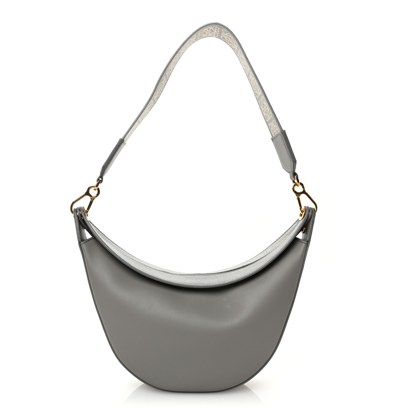 Satin Calfskin Jacquard Small Luna Bag Pearl Grey