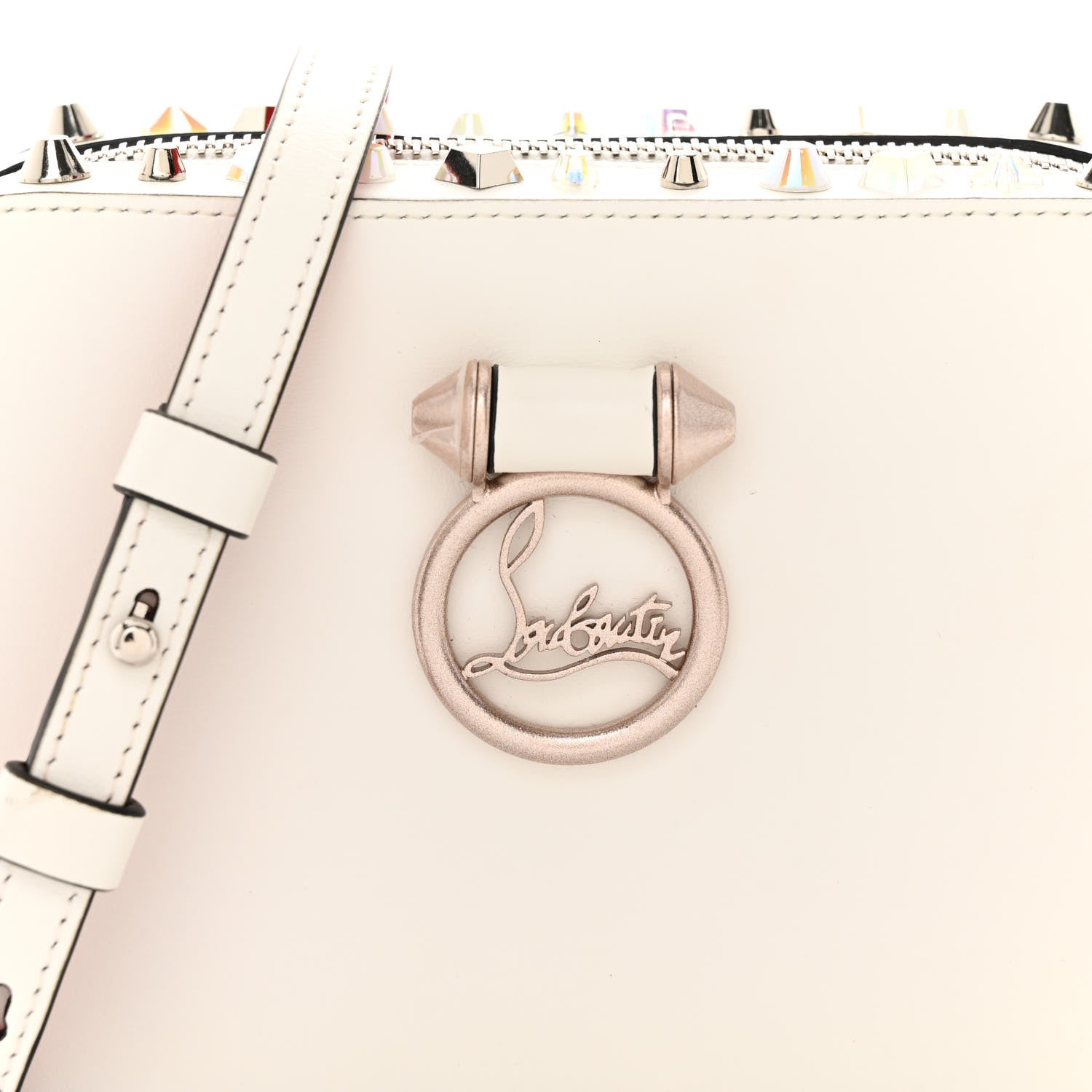 Christian Louboutin Vintage Trashmix Calfskin Spikes Mini Rubylou Crossbody White 8 of 10