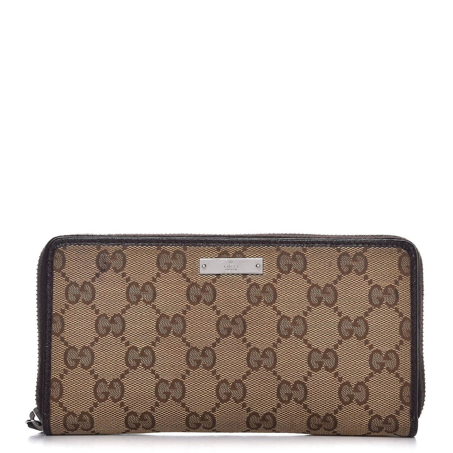 Monogram Metal Bar Zip Around Wallet Dark Brown