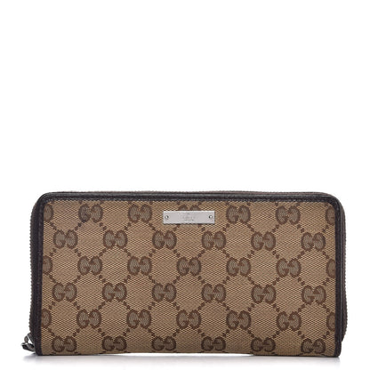 Gucci Monogram Metal Bar Zip Around Wallet Dark Brown 1 of 8