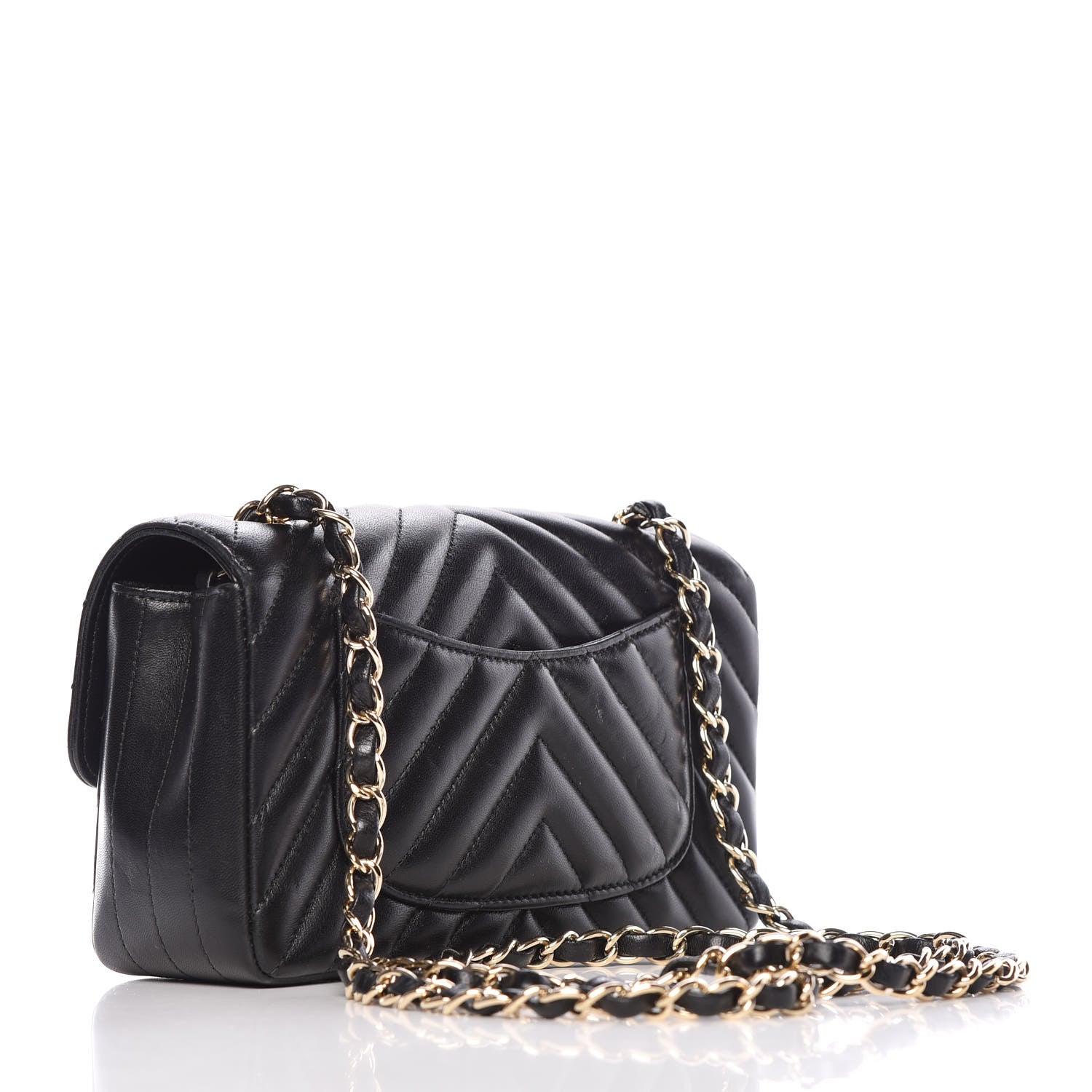 Chanel Lambskin Chevron Quilted Mini Rectangular Flap Black 3 of 12