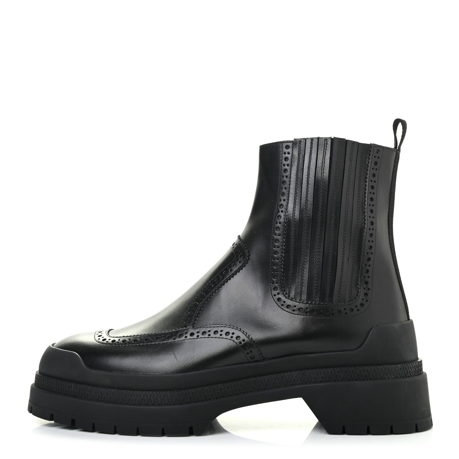 Hermes Calfskin Mens Brogue Ankle Boots 41 Black 1 of 8