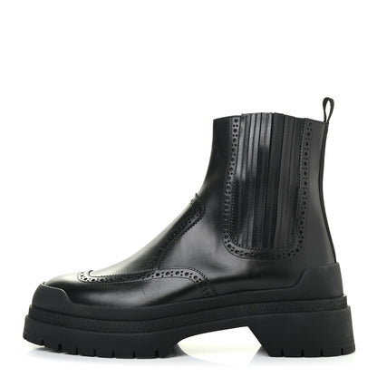 Hermes Calfskin Mens Brogue Ankle Boots 41 Black 1 of 8