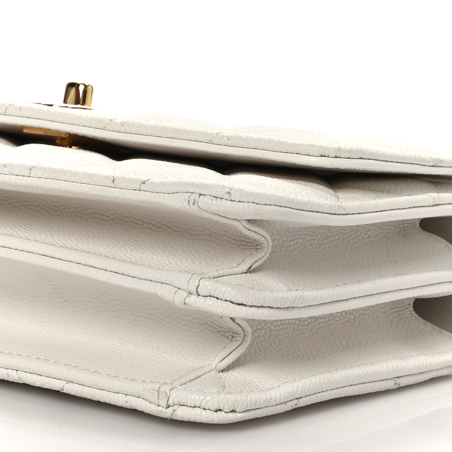 Chanel Shiny Caviar Quilted Flap Charm Wallet On Chain WOC White 9 of 9