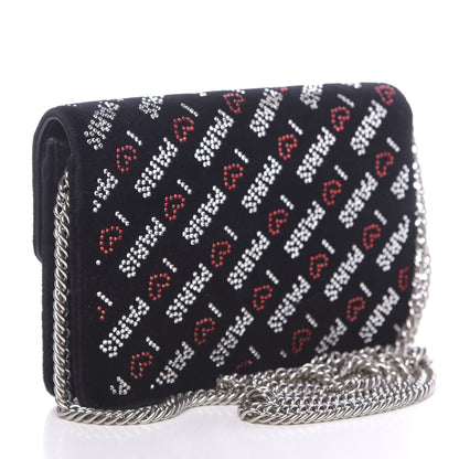 Balenciaga Velvet Crystal I Love Paris BB Wallet On Chain Black 3 of 16