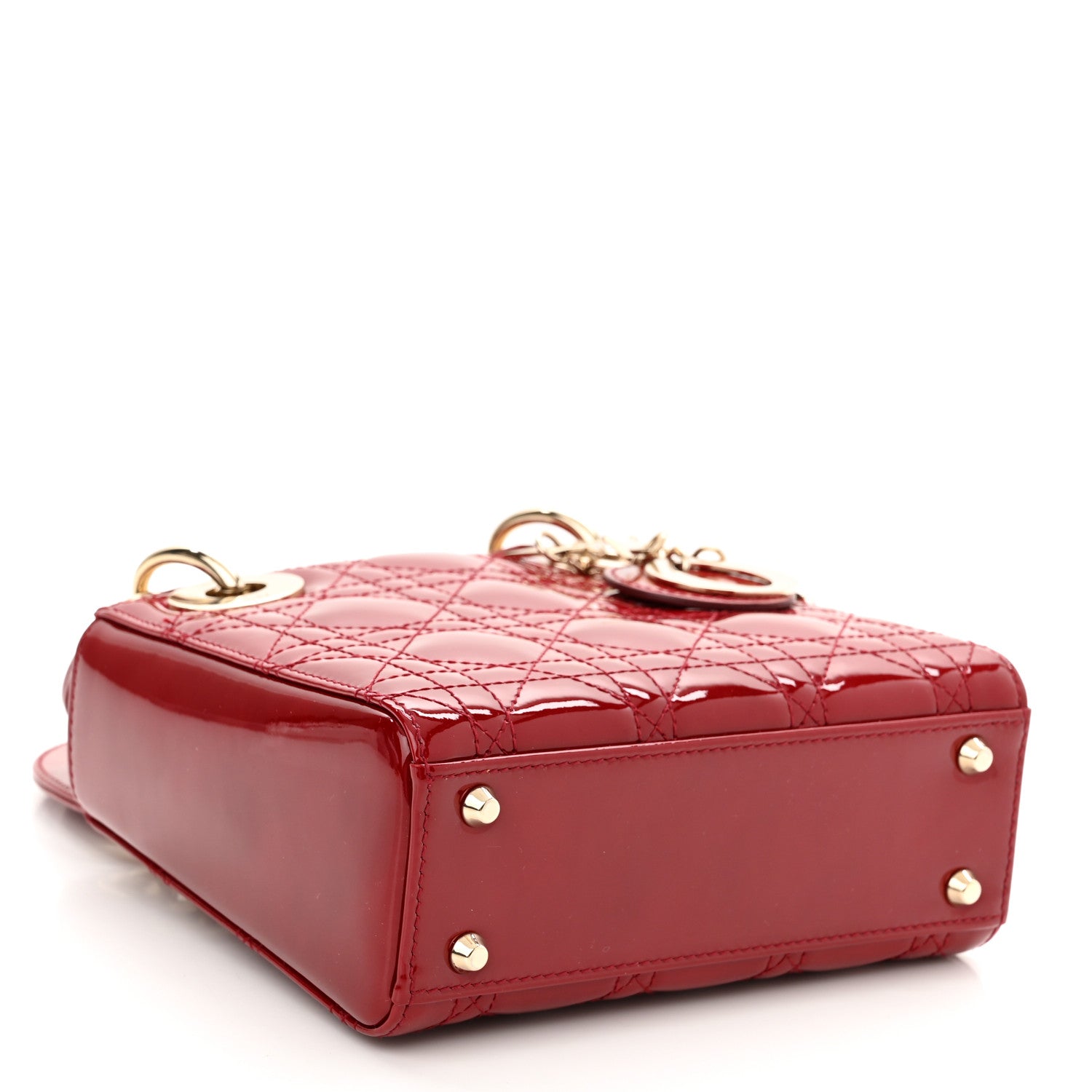 Christian Dior Patent Cannage Mini Lady Dior Red 4 of 10