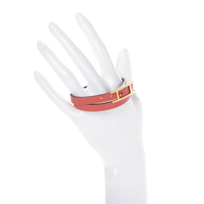 Hermes Epsom Behapi Double Tour Bracelet XS Rose Jaipur Vert Anglais 2 of 4