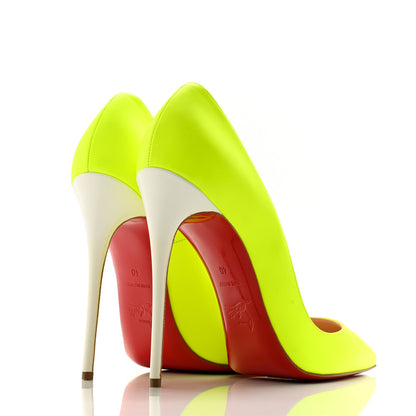 Christian Louboutin Matte Calfskin Jazz Calf Fluo So Kate 120 Pumps 40 Jaune White 4 of 13