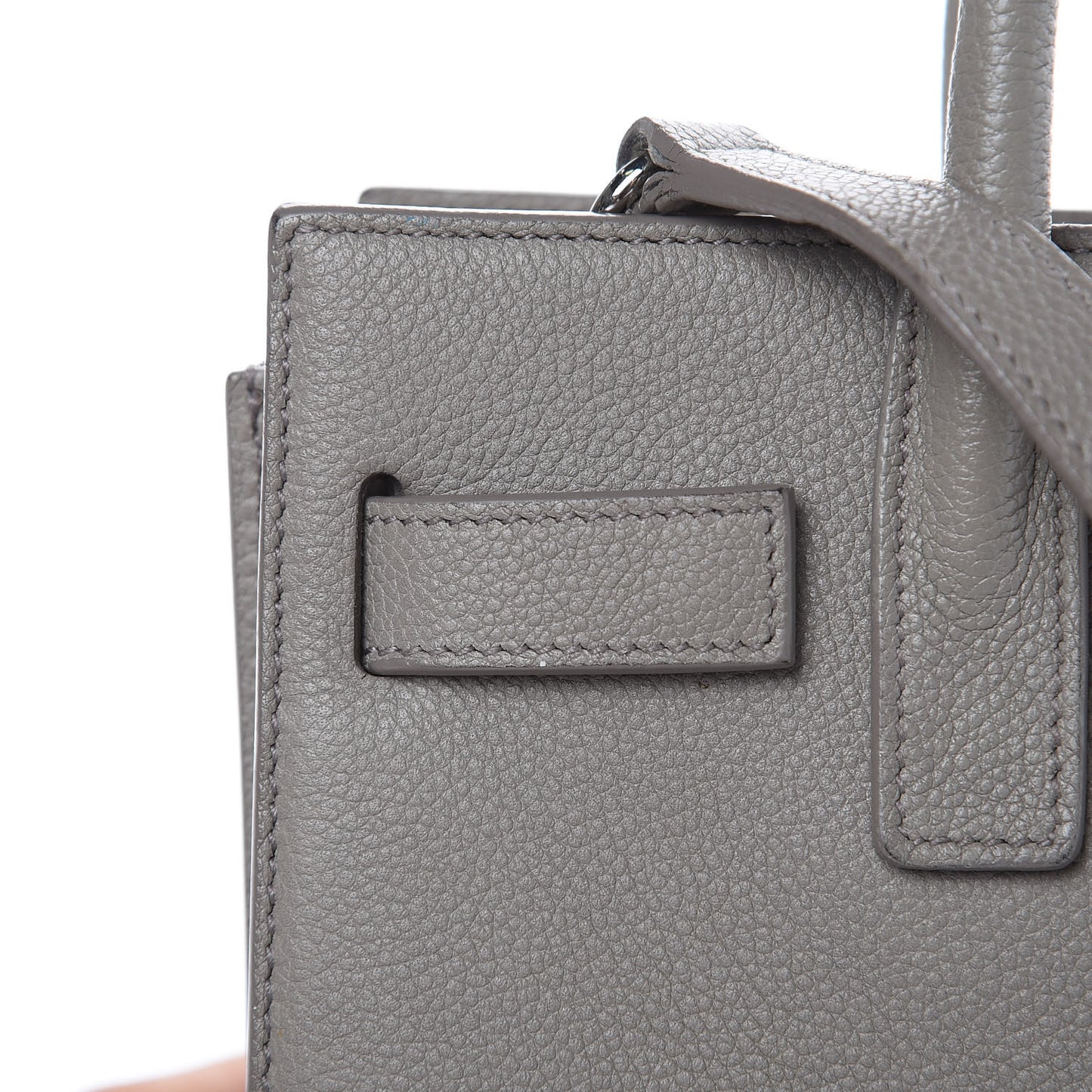 Grained Calfskin Nano Sac De Jour Gray