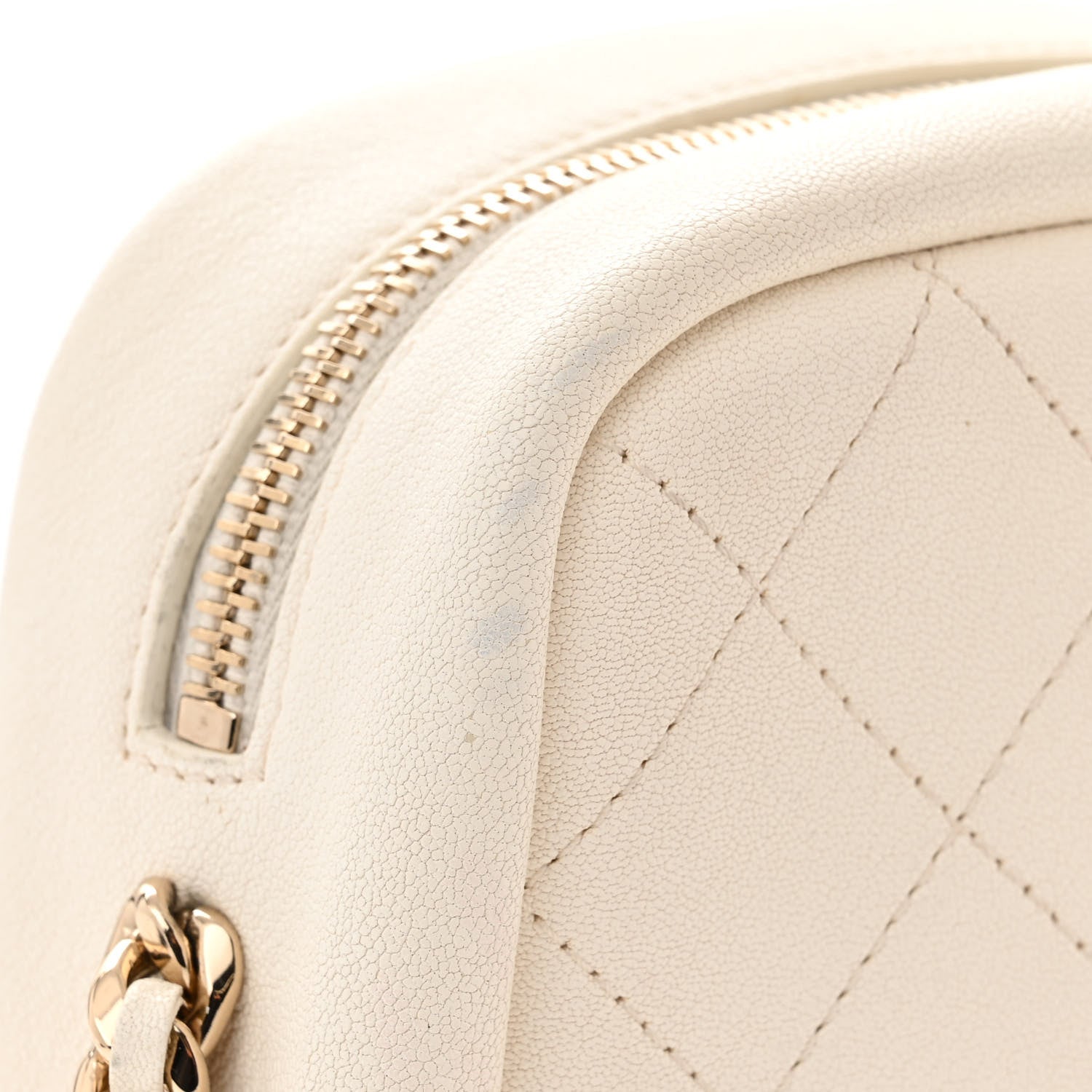 Chanel Goatskin Stitched Casual Trip North South Camera Case White 12 of 14