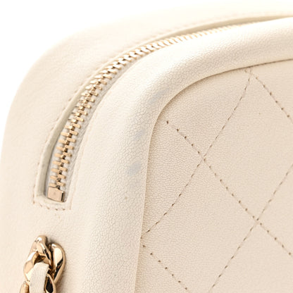 Chanel Goatskin Stitched Casual Trip North South Camera Case White 12 of 14