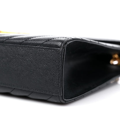 Saint Laurent Grain De Poudre Matelasse Chevron Large Monogram Satchel Black 10 of 11