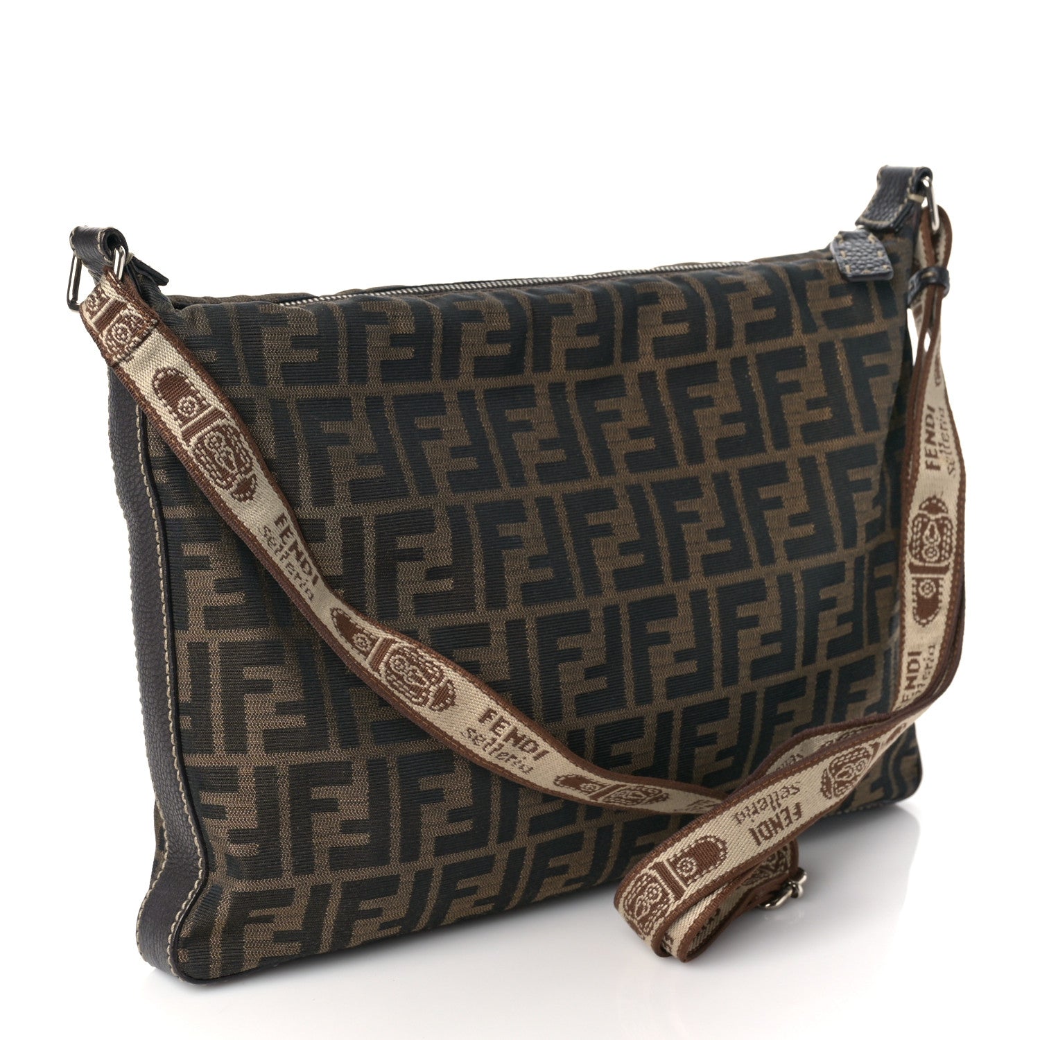 Fendi Zucca Cuoio Romano Selleria Messenger Tobacco Moro 2 of 7