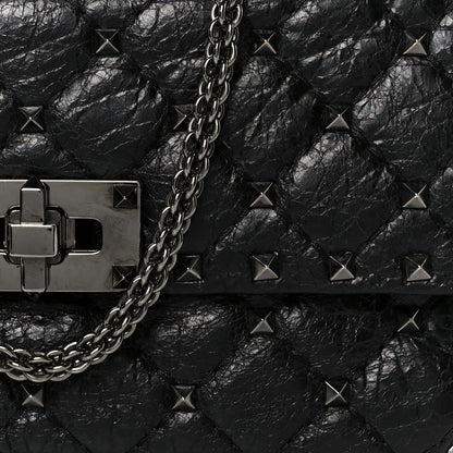 Valentino Garavani Craquele Nappa Small Rockstud Spike Shoulder Bag Black 8 of 10
