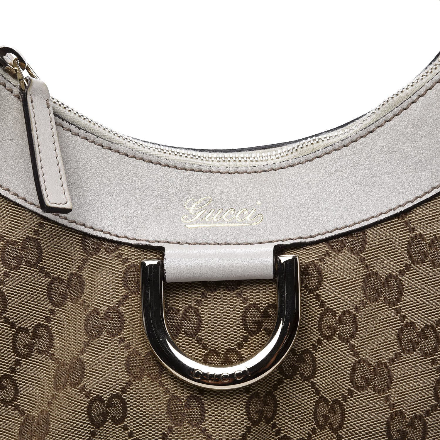 Gucci Monogram Medium D Gold Ring Hobo White 11 of 11