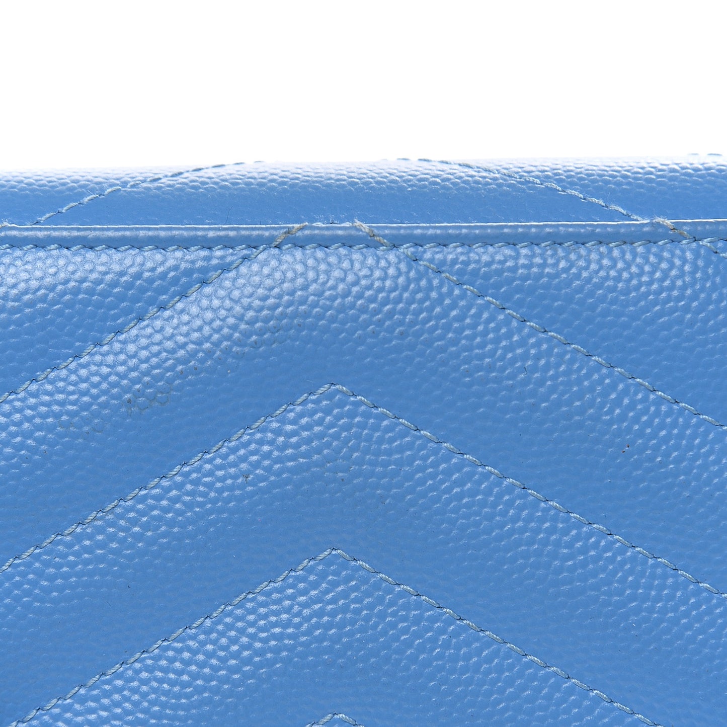 Grain de Poudre Matelasse Chevron Small Monogram Wallet Blue Clair