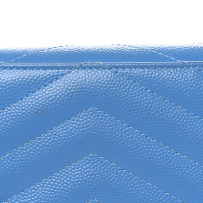 Saint Laurent Grain de Poudre Matelasse Chevron Small Monogram Wallet Blue Clair 9 of 13
