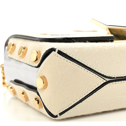Jimmy Choo Calf Hair Mirror Embellished Lockett Petite Shoulder Bag White 9 of 13