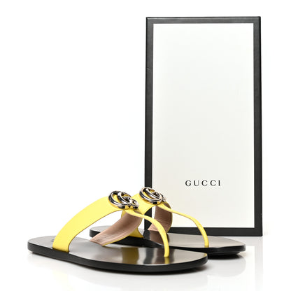 Gucci Calfskin GG Marmont Thong Sandals 37 Banana 8 of 8