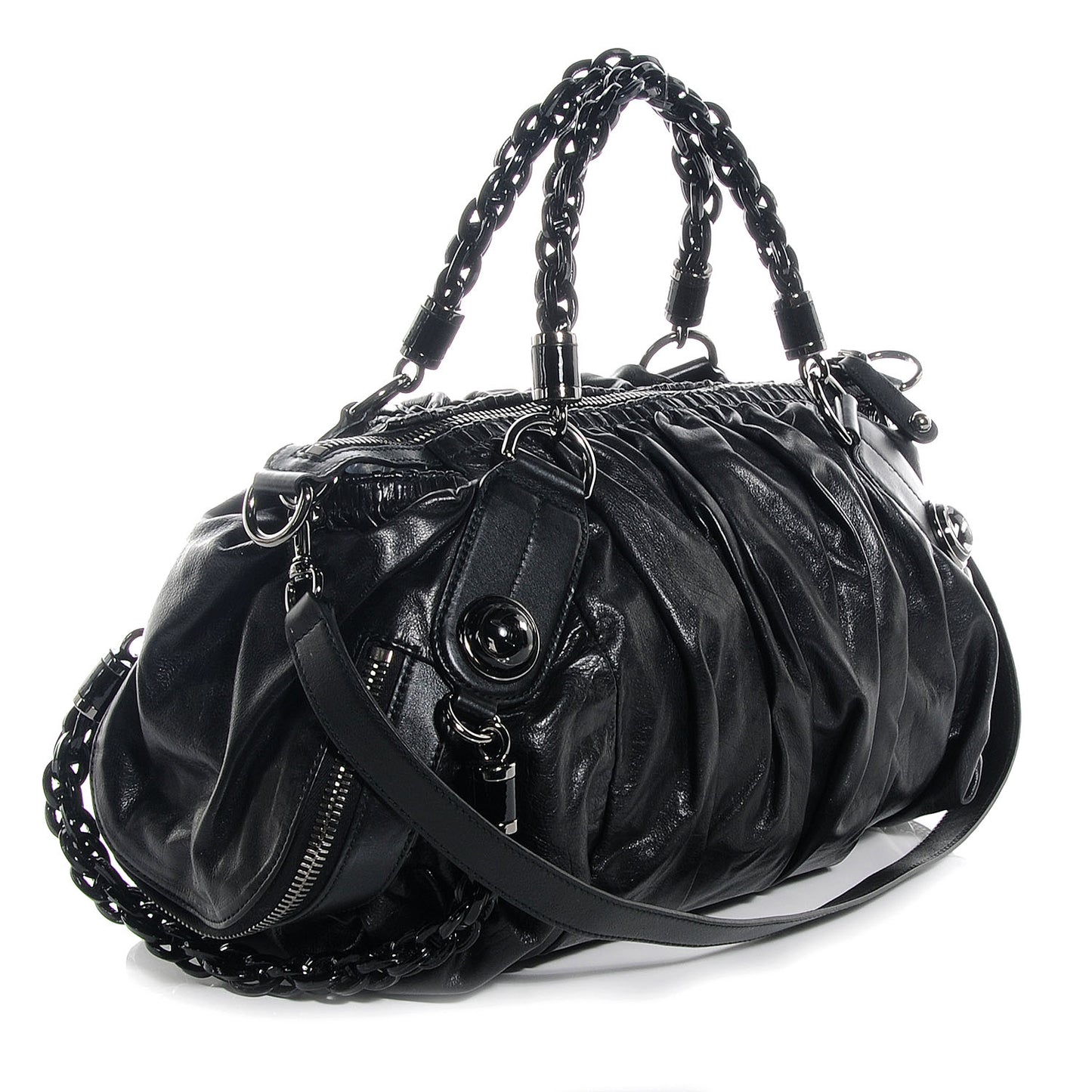 Leather Medium Galaxy Satchel Black