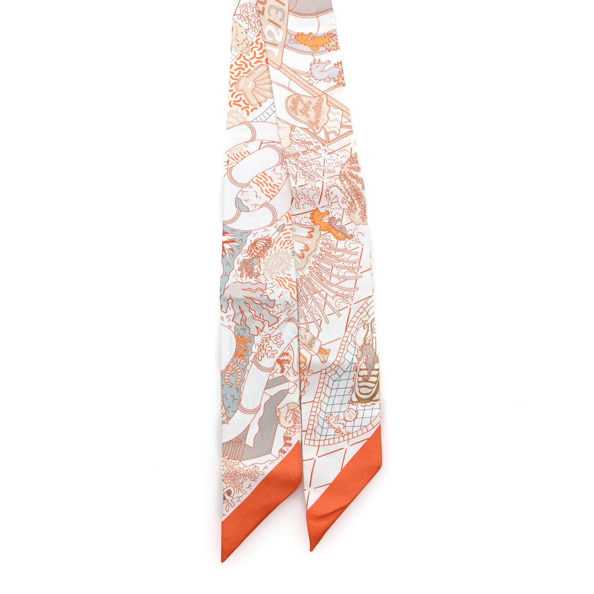Silk Splash Park Twilly Blanc Orange Vert De Gris
